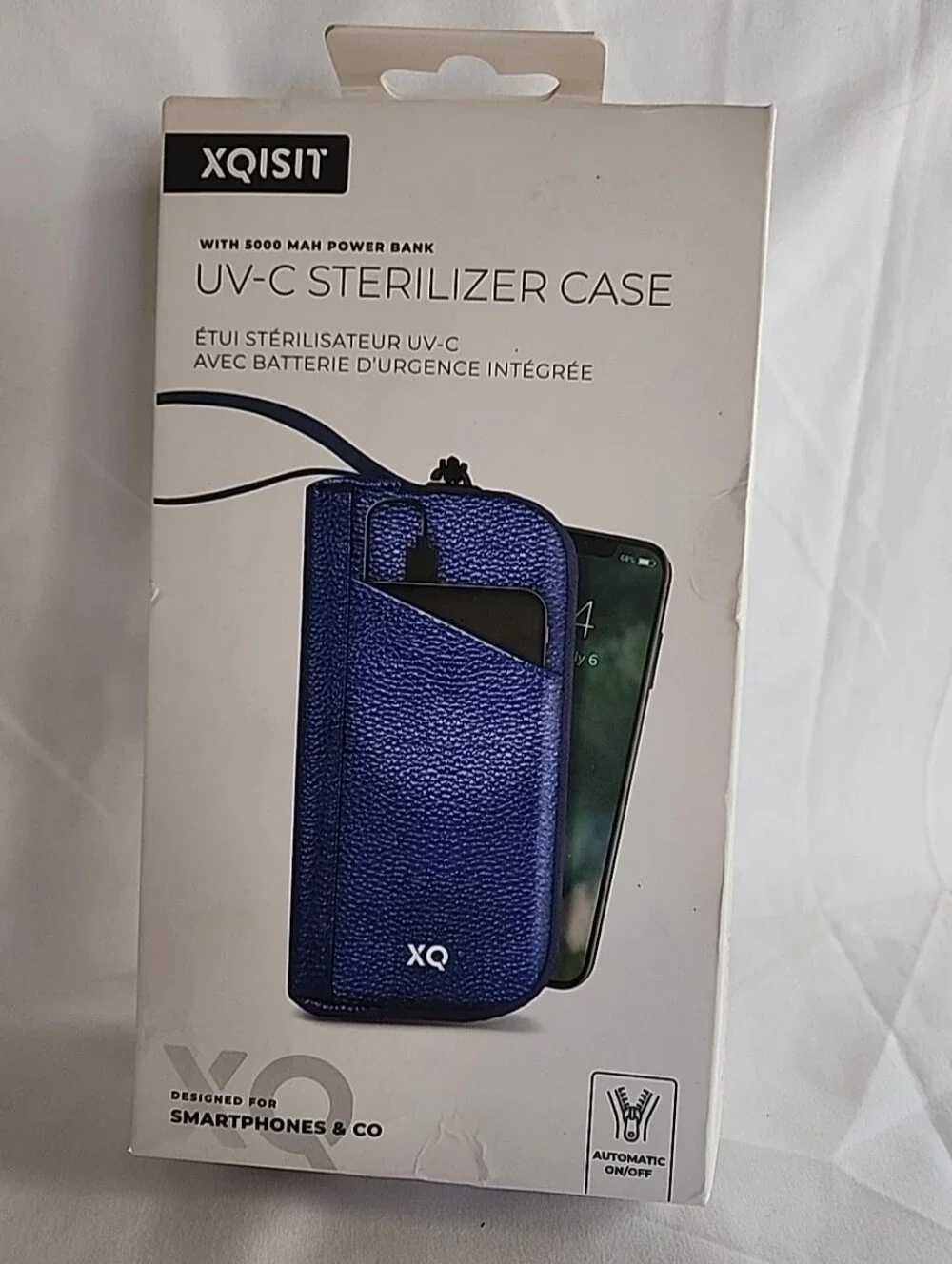Blue UV-C Sterilizer Case with Power Bank For Cell Phone XQISIT New In Box